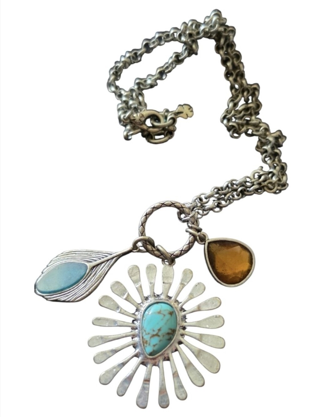 Lucky Brand Starburst Semi Precious Accent Necklace NEW